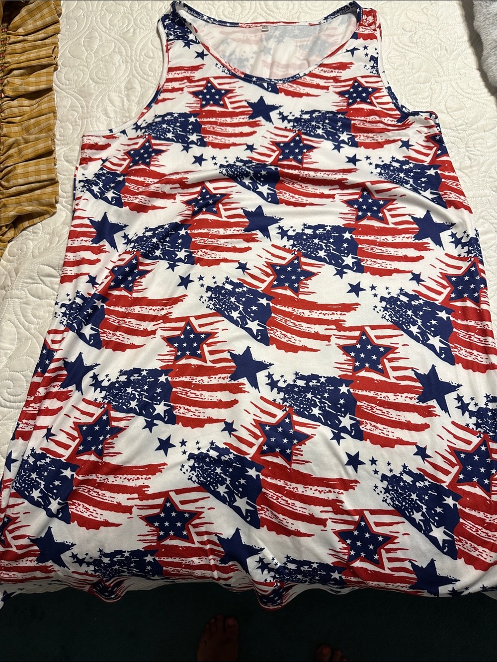 Patriotic Star Print Sleeveless Mini Dress - Red, White & Blue